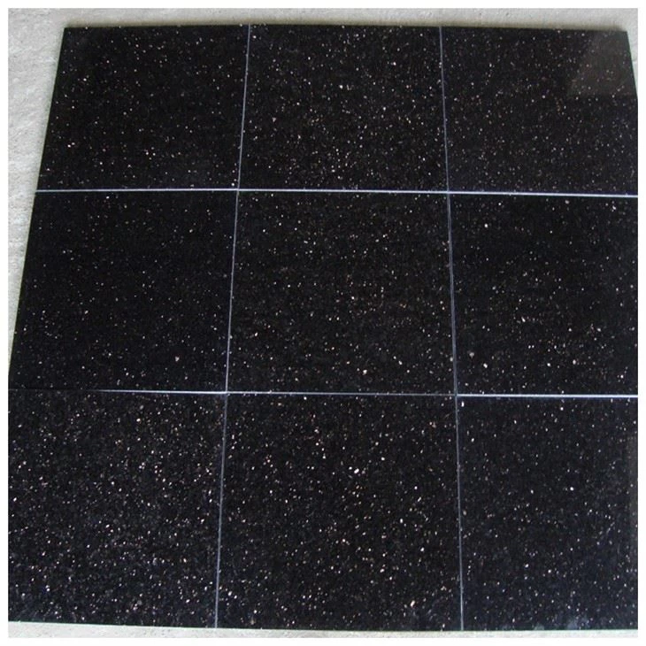 Black Galaxy Granite Polished Floor Tiles