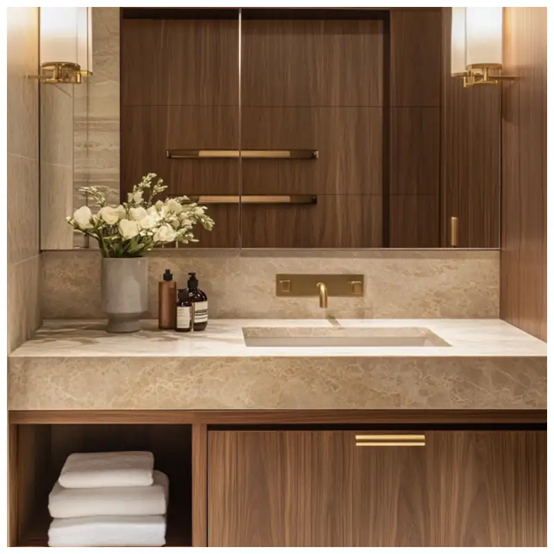 Natural Marble Vanity Cabinets with Countertops for Hotel Bathroom Natural Marble Vanity Cabinets with Countertops for Hotel Bathroom